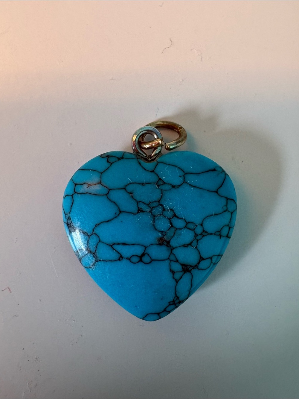 Dark Turquoise Heart Stone Pendant - Blue Heart Charm